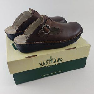 New Eastland Womens Brown Leather Clog Mules size 9 Wide #3385-02 with Box